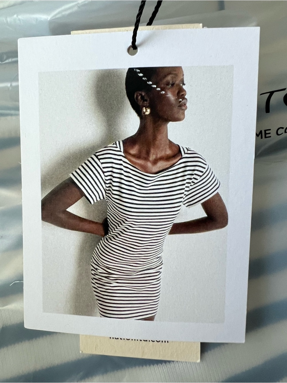 Nation Los Angeles Cotton Rosie Mini Dress in Navy Breton Stripe Size M NWT